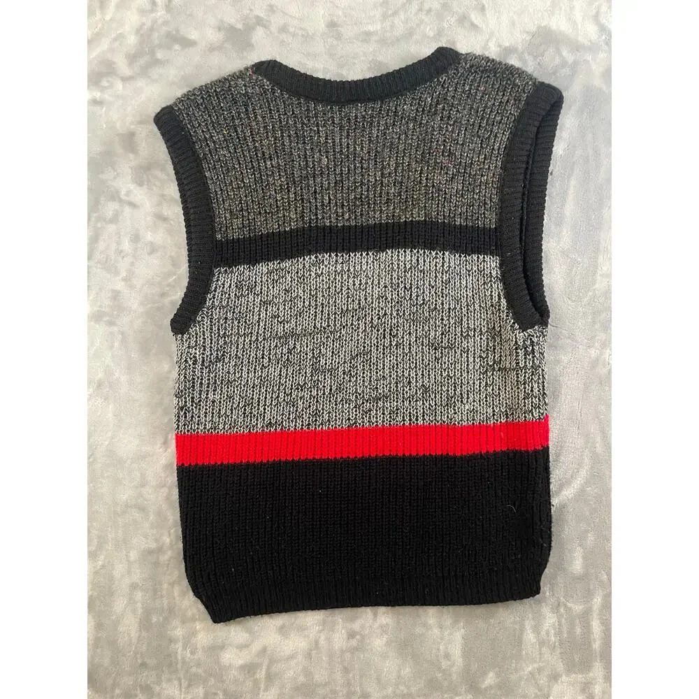 Vintage 80’s striped sweater vest deep V-neck small Menendez colorblock unisex S